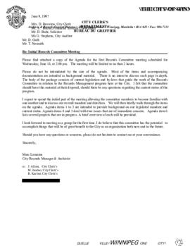 Letter from Chairperson to members of the Records Committee