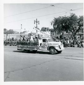 Winnipeg's 75th Anniversary parade - Manitoba Peace Council float