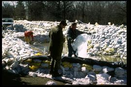 1997 flood - Bonner Avenue - sandbag and earthen dikes at Bunn's Creek