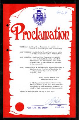 Proclamation - Hong Kong Veteran's Association Week