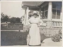 Mother in front of 49 Balmoral Place