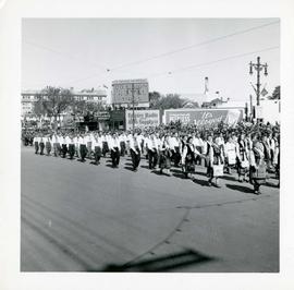Winnipeg's 75th Anniversary parade - Ukrainian community [?] marching