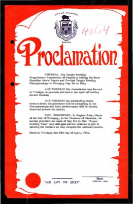 Proclamation - Tenpin Bowling Week