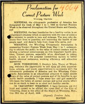 Proclamation for Correct Posture Week [Newspaper clipping]