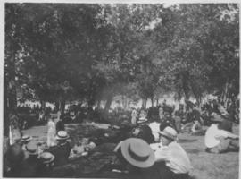 Crowd listening to Sunday band concerts, City Park