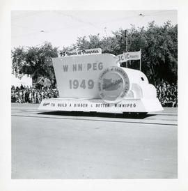 Winnipeg's 75th Anniversary parade - Junior Chamber of Commerce of Canada float