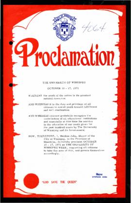 Proclamation - The University of Winnipeg Week