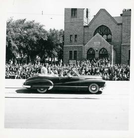 Winnipeg's 75th Anniversary parade - car carrying women