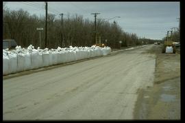 1997 flood - St. Mary's Road at Chrypko Drive - large sandbags