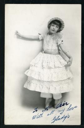 Signed photo of Gladys Yule, made out to Alice Weir