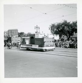 Winnipeg's 75th Anniversary parade - Inman Motors Ltd. Float