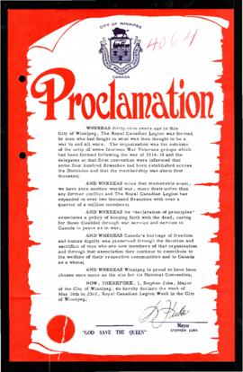 Proclamation - Royal Canadian Legion Week