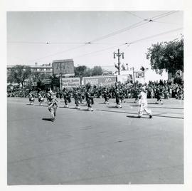 Winnipeg's 75th Anniversary parade - marching band and clowns