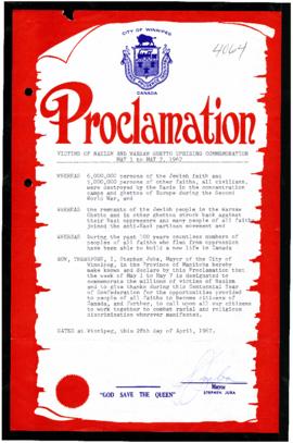Proclamation - Victims of Nazism and Warsaw Ghetto Uprising Commemoration