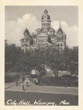 City Hall, Winnipeg, Man. showing "Welcome Visitors" sign