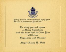 Christmas card from Mayor Ralph H. Webb