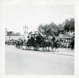 Winnipeg's 75th Anniversary parade – Cowboys on stagecoach