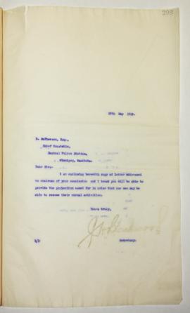 J.H. Blackwood to Chief Donald MacPherson regarding policing of City parks