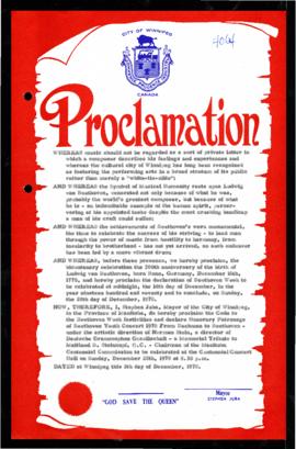 Proclamation - Coda to Beethoven Week and Honorary Patronage of the Beethoven Youth Concert