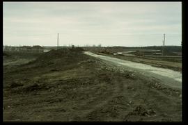 1997 flood - Courchaine Road at the floodway gates - earthen dike