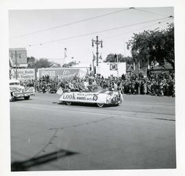 Winnipeg's 75th Anniversary parade - Look Magazine float