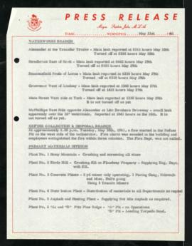 Press Release - May 31, 1961 Branch Updates