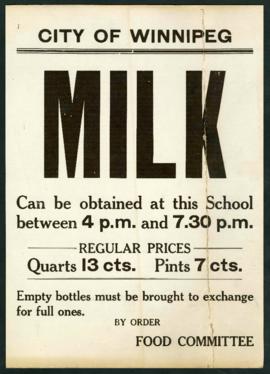 Poster advertising milk distribution location