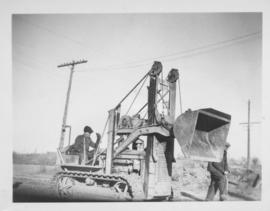 Grading for new road, Valour Road, south of Wellington, Caterpillar, #109 - 1947