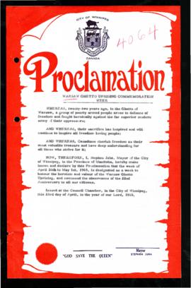 Proclamation - Warsaw Ghetto Uprising Commemoration