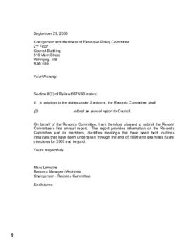 Draft version of the Annual Report of the Records Committee for 2000