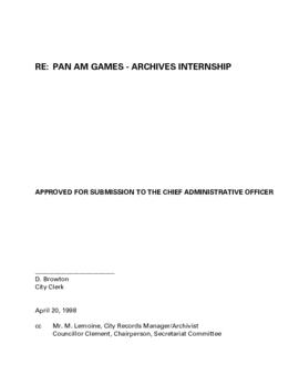 Report - Pan Am Games Archives Internship
