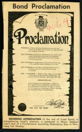 Proclamation - Redemption Day [Newspaper clipping]