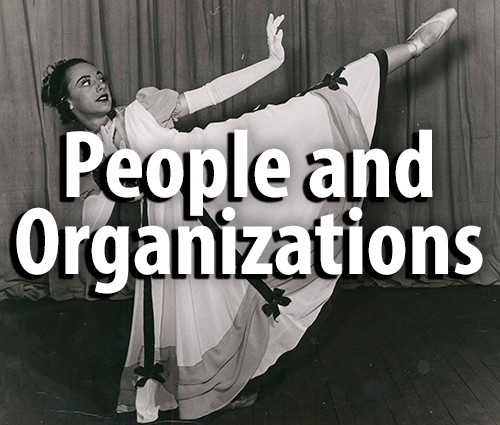 Ballet dancer Lillian Lewis, 1947. Overlaid text says People and Organizations.