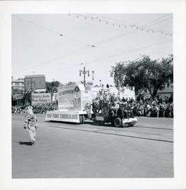 Winnipeg's 75th Anniversary parade - Anti-Tuberculosis Drive float