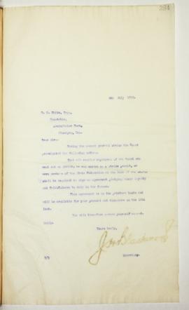 J.H. Blackwood to Park Constable regarding loyalty pledge