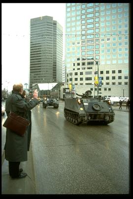 1997 flood - Portage Avenue - military parade
