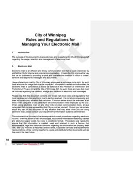 Edited version of City of Winnipeg Rules and Regulations for Managing Your Electronic Mail