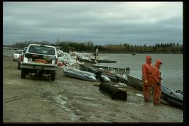 1997 flood - Mouth of the floodway (south end) - military personnel