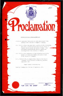 Proclamation - Japan-Canada Friendship Day