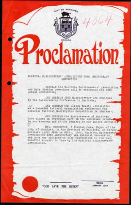 Proclamation - Manitoba Hairdressers' Association 25th Anniversary Convention