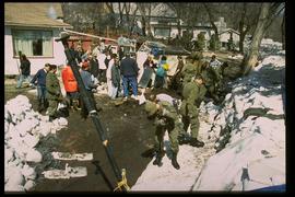 1997 flood - Scotia Street - military personnel at dike