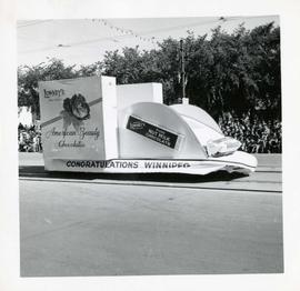Winnipeg's 75th Anniversary parade - Lowney's Chocolate float