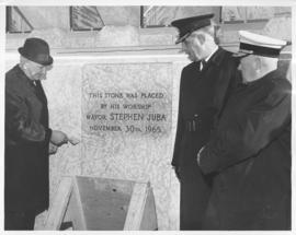 Laying of the cornerstone for Public Safety Building, November 30, 1965 (shows Mayor Stephen Juba...