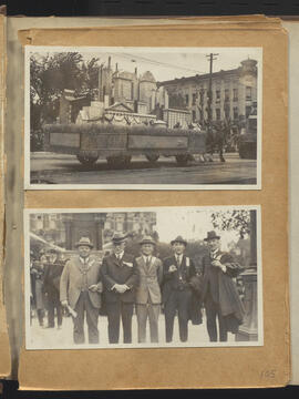 Greater Winnipeg Board of Trade float and group photo of five men