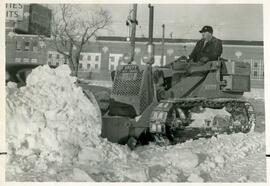 Crawler clearing snow on Notre Dame near Myrtle Street