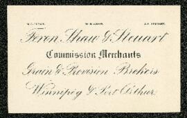 Feron, Shaw & Stewart, Commission Merchants business card