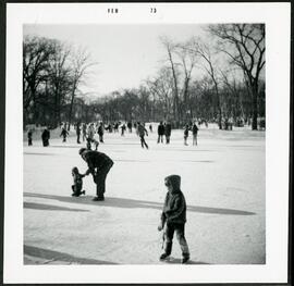 People skating on the pond at St. Vital Park